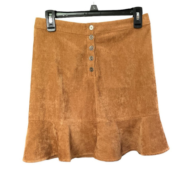 KTs Boutique Corduroy Mini Skirt with Ruffle Hem, Brown - Picture 1 of 5